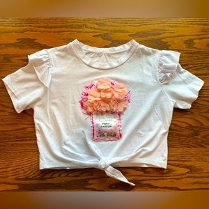 Perfume bottle crop top.  Made in Italy.  Size small.